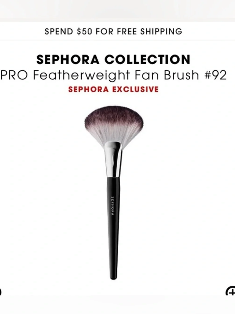 NWOT Sephora Collection Featherweight Fan Brush #92